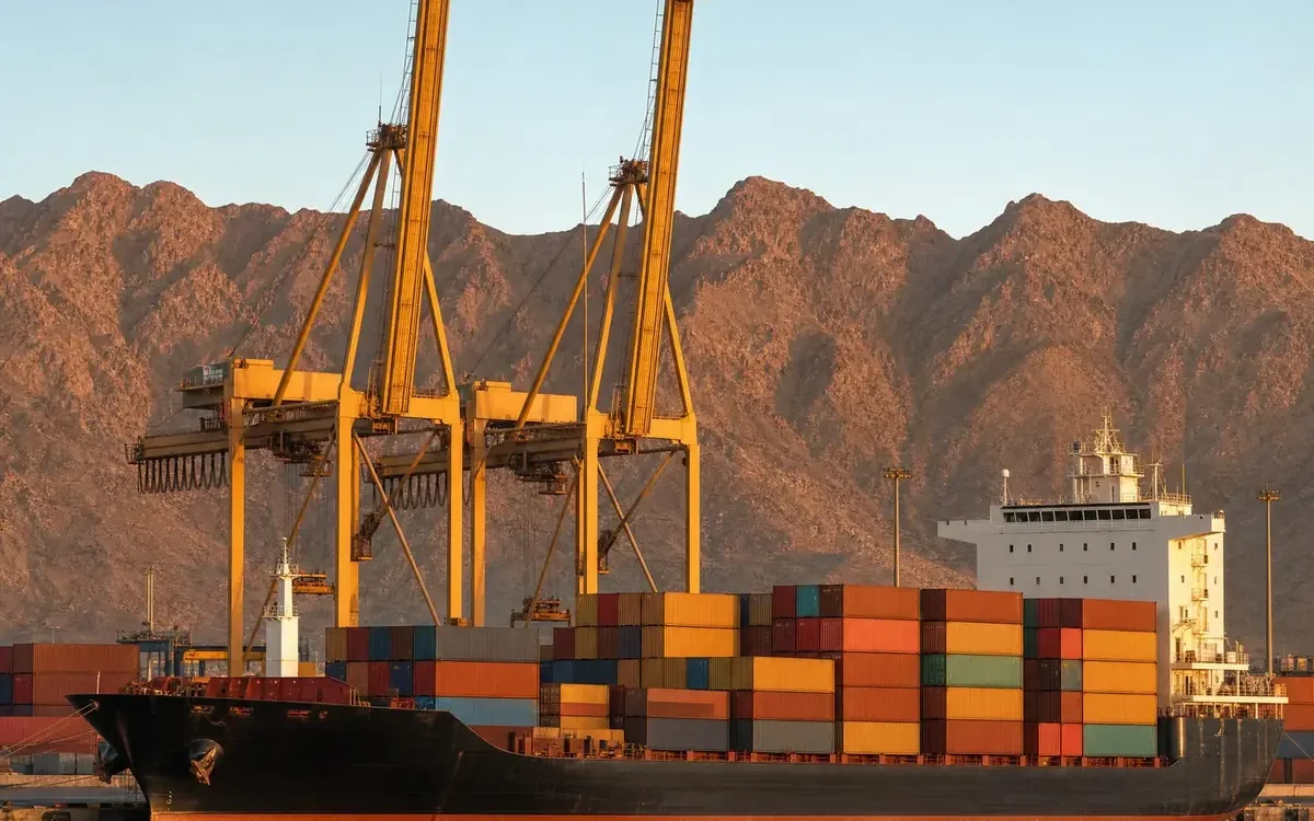 Container vessel operated within the MASA Logistics network at berth