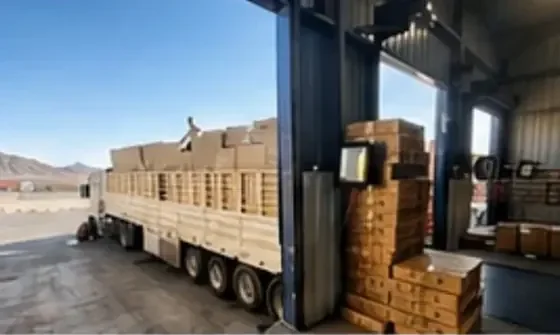 Boxed cargo loaded in a delivery truck