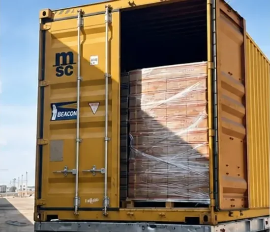 Palletized cargo consolidated inside a container