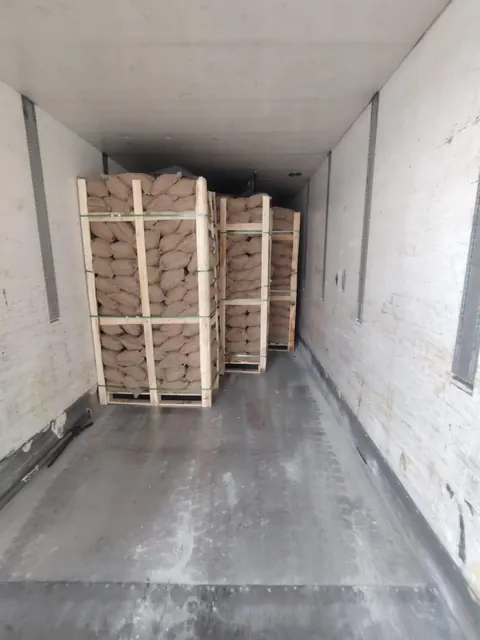 Crated sacks loaded for final delivery